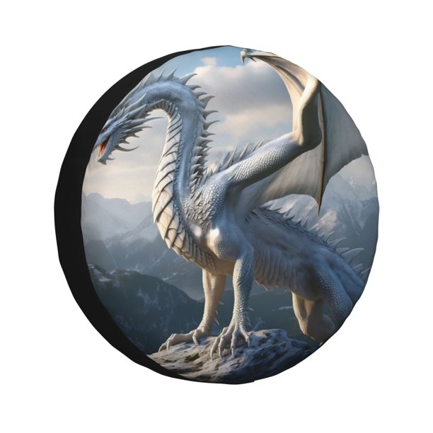 Balery Mountain White Dragon Cubiertas para Neumáticos - Protector Resistente para Neumáticos de Camioneta, SUV, Remolque, Camper y RV-17 inch
