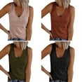 thumbnail image 3 of PRAETER Summer Women's Button Vest Solid Color V Collar Sleeve T-shirt Top, 3 of 5