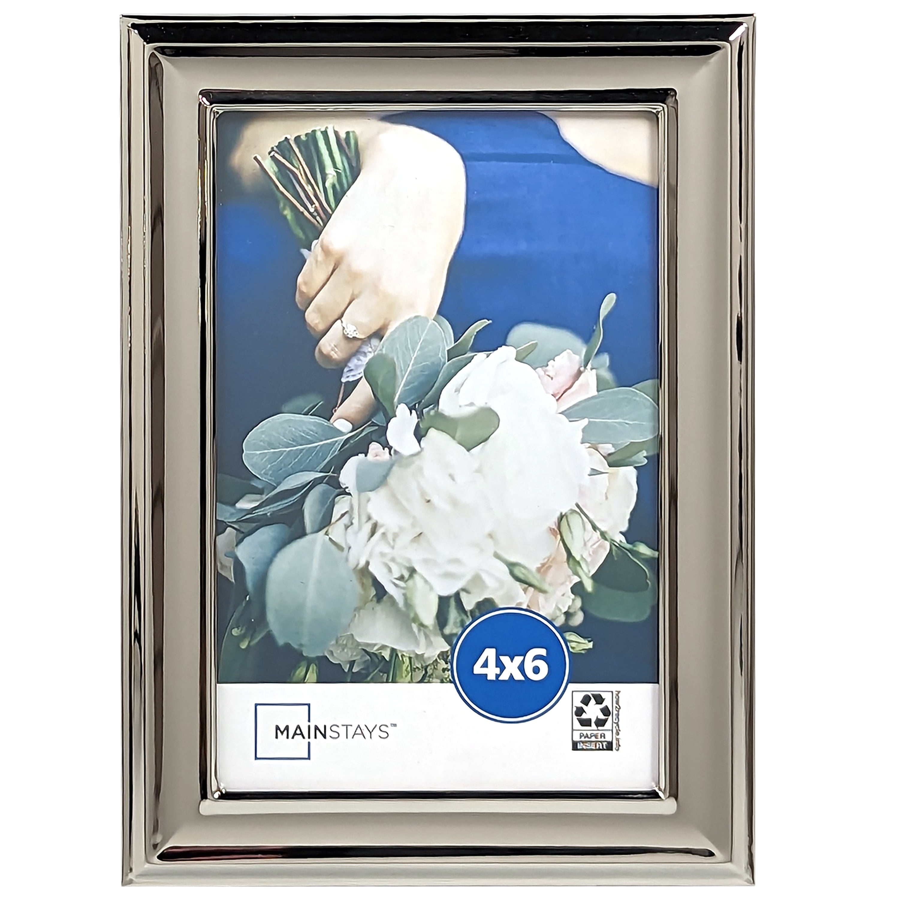 (2 pack) Mainstays 4 x 6 Silver Finish Metal Picture Frame, Tabletop or Wall Display