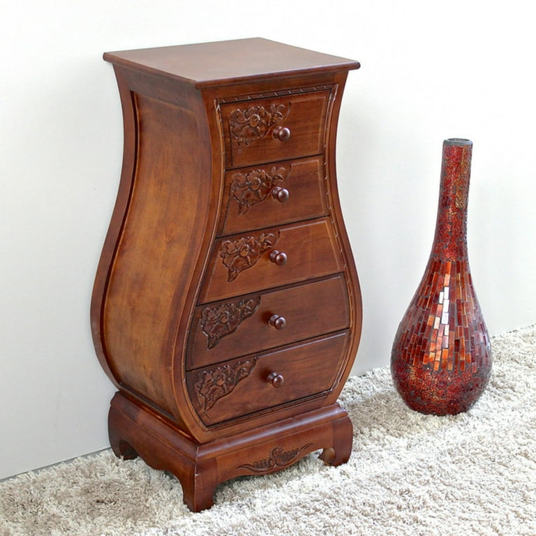 International Caravan Five Drawer Bombay What Not Chest International Caravan Five Drawer Bombay What Not Chest