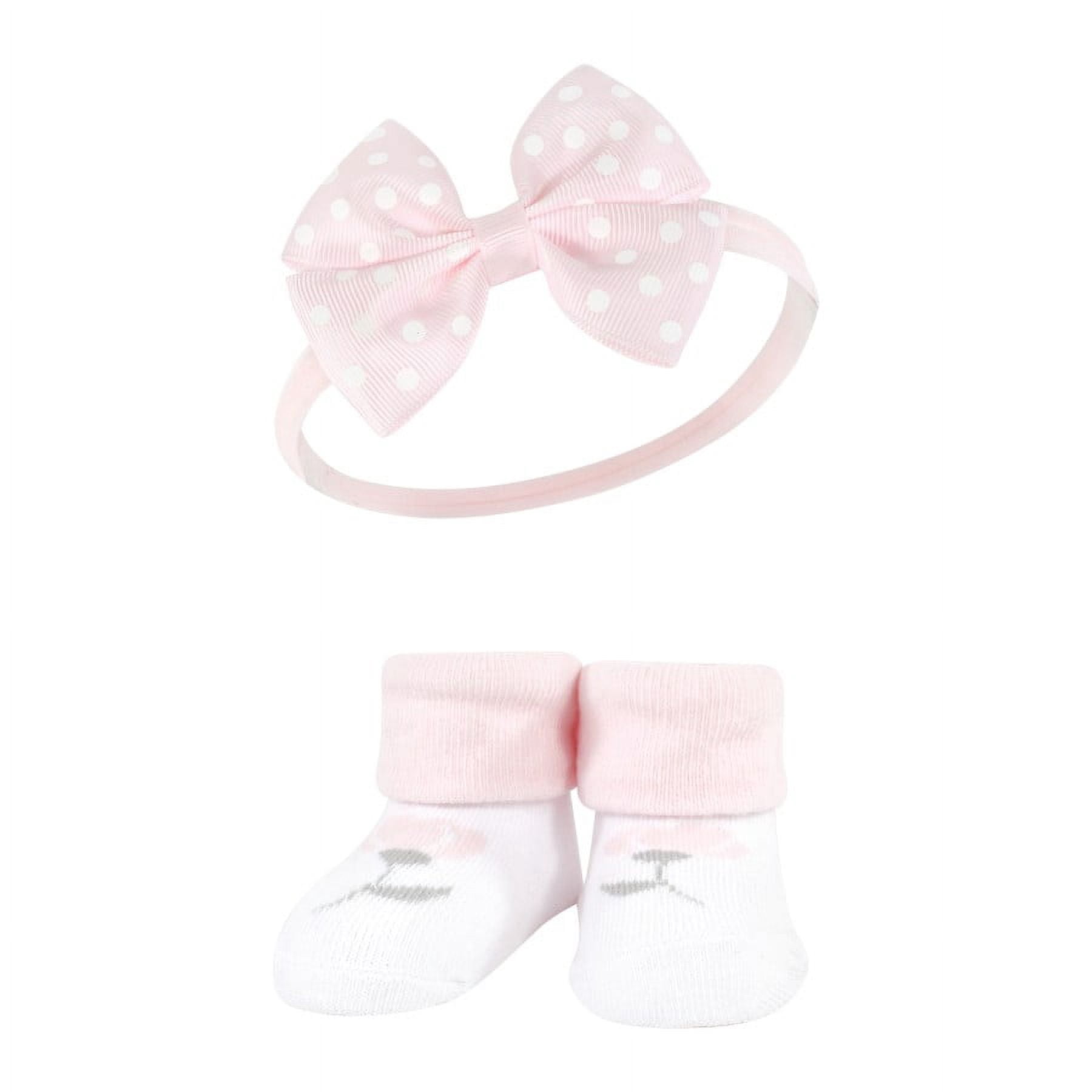Hudson Baby Infant Girls Headband and Socks Giftset, Basic Pink Floral, One Size