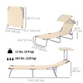 thumbnail image 3 of Outsunny Outdoor Lounge Chair with Sun Shade for Beach and Camping - Set of 1, Beige, 3 of 9