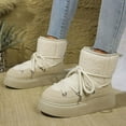 thumbnail image 4 of Tao Tao Snow Boots for Women, Platform Anti-Slip Winter Booties, Warm Fur Lace Up Round Toe Ankle Boots for Women, Comfort Faux Fur Outdoor Walking Boots Beige 43, 4 of 8