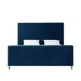 thumbnail image 3 of Posh Living Alex Velvet Upholstered Platform King Bed in Navy Blue, 3 of 8