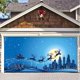 thumbnail image 2 of 7x8 pies Noche santa Navidad Póster para puerta de garaje exterior Noche azul del trineo Ciervos Gran decoración navideña Funda de poliéster para puerta de Navidad Papá Noel, renos y muñeco de nieve, 2 of 2