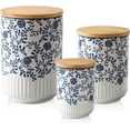 thumbnail image 1 of Canisters Sets for Kitchen - Ceramic Kitchen Containers for Countertop with Airtight Wood Lids - Flour and Sugar Containers for Coffee Tea Spice Beans Cookie Jars - Blue Set of 3, 1 of 7
