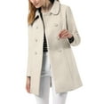 thumbnail image 6 of INSPIRE CHIC Women's Peter Pan Collar Double Breasted Winter Long Trench Pea Coat XL Beige, 6 of 8