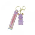 thumbnail image 1 of Women's Keychain With Wrist Lanyard Keyring, Clear Crystal Bow Tie Bear Keychain, Backpack Pendant Best Gift For Friendslight Purple, 1 of 5
