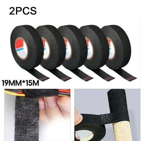 

Leke 2x 15/20M *19mm Wiring Harness Tape Bonded Fabric Fabric Car Insulation Material