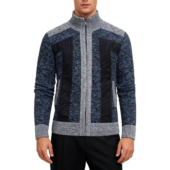 Men's Knitted Sweater Hooded Zipper Cardigan for Warm and Versatile Cold Weather Fashion with Soft Fabric and Convenient Zipper Closure for Easy Wear,Dark Blue,L