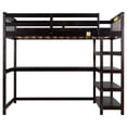 thumbnail image 4 of Twin Size Loft Bed Modern Wood Bed with Long Desk, 4-Tiers Storage Shelves, Espresso, 4 of 10