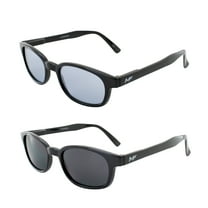 2 Pairs MF Eyewear Lockdown Riding Motorcycle Sunglasses Black Frames with Blue & Smoke Lenses