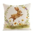 thumbnail image 2 of Easter Pillow Cushion Cover Easter Eggs Rabbits Printed Linen Peach Fleece Pillow Cover, 2 of 7