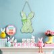thumbnail image 4 of Conejo de Pascua con cartel de pared de puerta de madera y ventana Decoración colgante en 2D – Madera natural, encaje floral en relieve, corazón y lazo verdes, acento primaveral en la corona de flores, 4 of 5