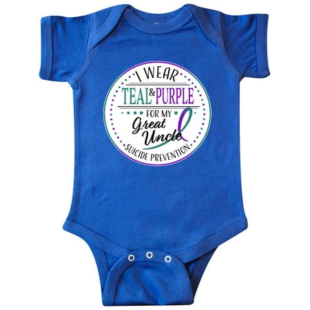 

Inktastic Suicide Prevention- I Wear Teal and Purple for My Great Uncle Gift Baby Boy or Baby Girl Bodysuit