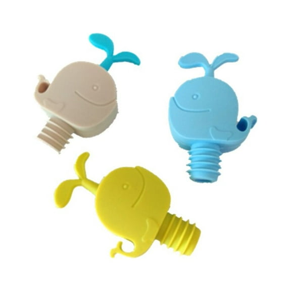 PBPBOX Skyblue Silicone Whale Wine Pourer and Aerator with Snug Bottle Stopper for Bar Party 3pcs