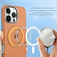 thumbnail image 4 of Designed For iPhone 16 Pro Magnetic Phone Case,With 360°Rotatable Invisible Ring Kickstand,Compatible with Mag-Safe,PU Leather Shockproof Ultra Slim Rugged Durable Phone Case,Offwhite, 4 of 8