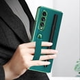 thumbnail image 7 of K-Lion for Samsung Galaxy Z Fold 3 7.6 Inch Hybrid Case, Luxury PU Leather Plating Mirror PC S Pen Holder Slot Hand Strap Stand Function Cover Shockproof Protective Folio Case, Green, 7 of 7