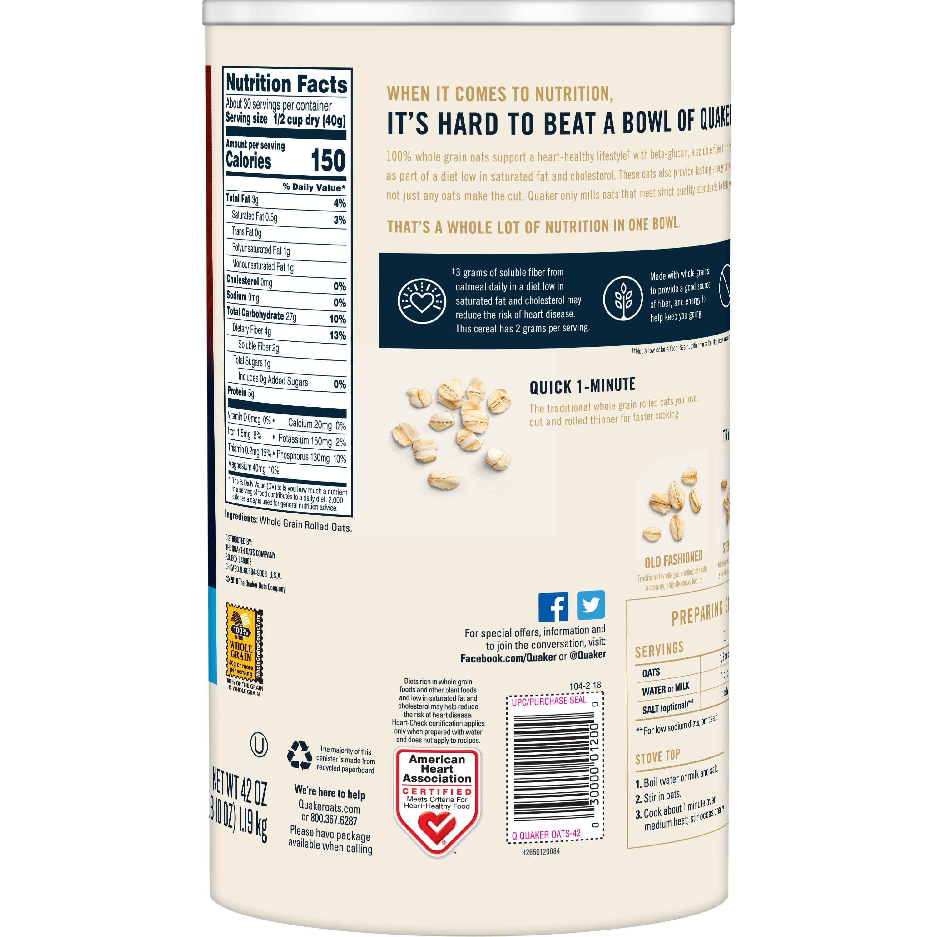 31 Quaker Oats Nutrition Facts Label - Labels For You