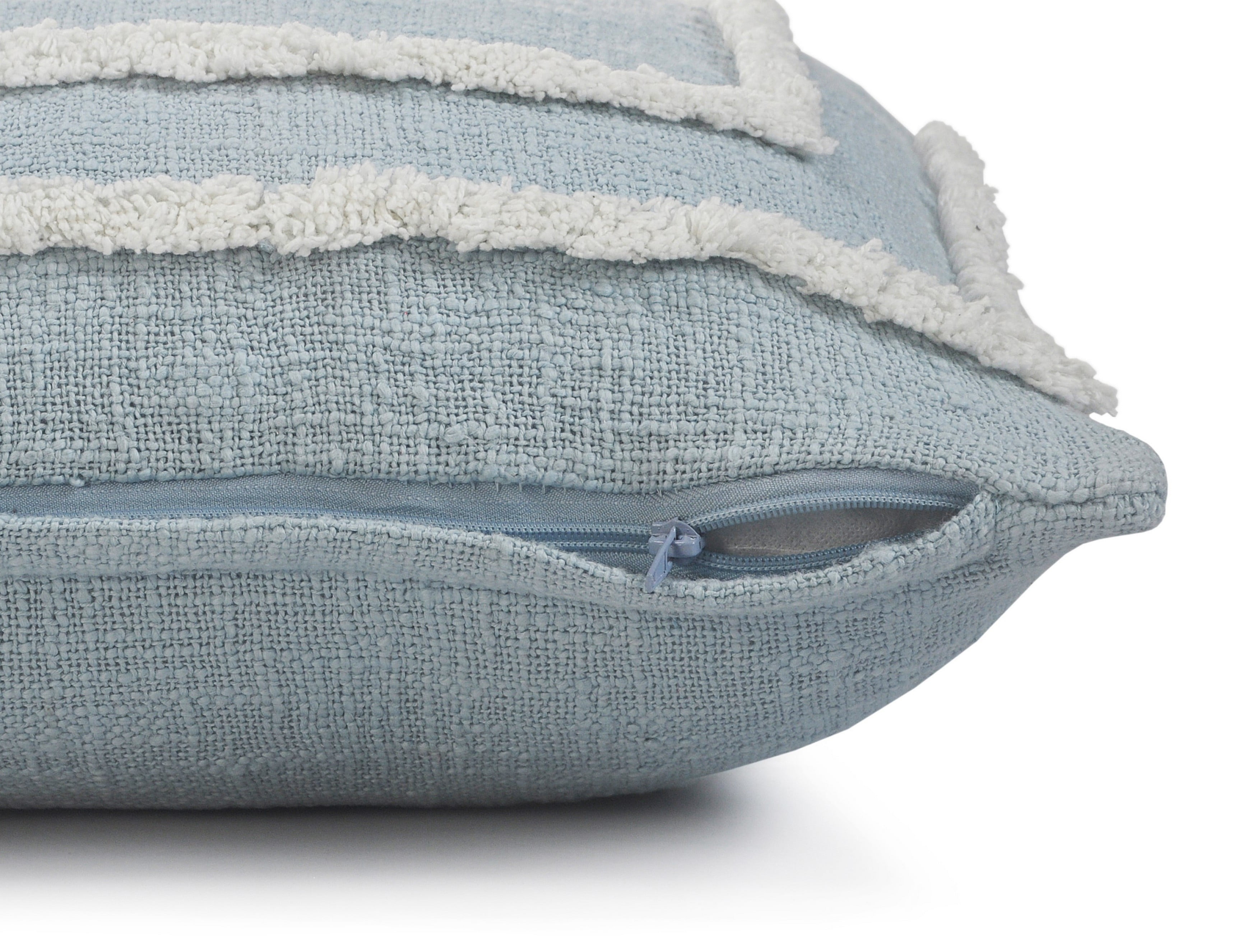 LR Home Rossy Solid Contemporary Cotton Throw Pillows, Sky Blue/White, 20" x 20", Set of 2