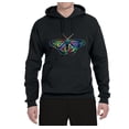 thumbnail image 2 of Wild Bobby, Colorful Rainbow Patterned Butterfly Animal Lover Unisex Graphic Hoodie Sweatshirt, Black, Small, 2 of 3