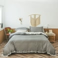 thumbnail image 2 of Move Over Lace Ruffle Bedding Sets King Light Grey White Reversible Pattern Chic Boho Duvet Cover Set 100% Washed Microfiber No Filling, 2 of 9