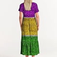 thumbnail image 5 of 2024 Summer Maxi Dress for Women Fashion Plus Szie Mardi Gras Printed Carnival Short Sleeve Crewneck Dress Casual Flowy Tiered Maxi Beach Dress With Pockets Up to 65% off!, 5 of 6