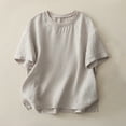 thumbnail image 2 of Tsesme Linen T-shirt for Women Round Neck Short Sleeve Loose Tees Summer Casual Comfy Basic Tops, 2 of 8