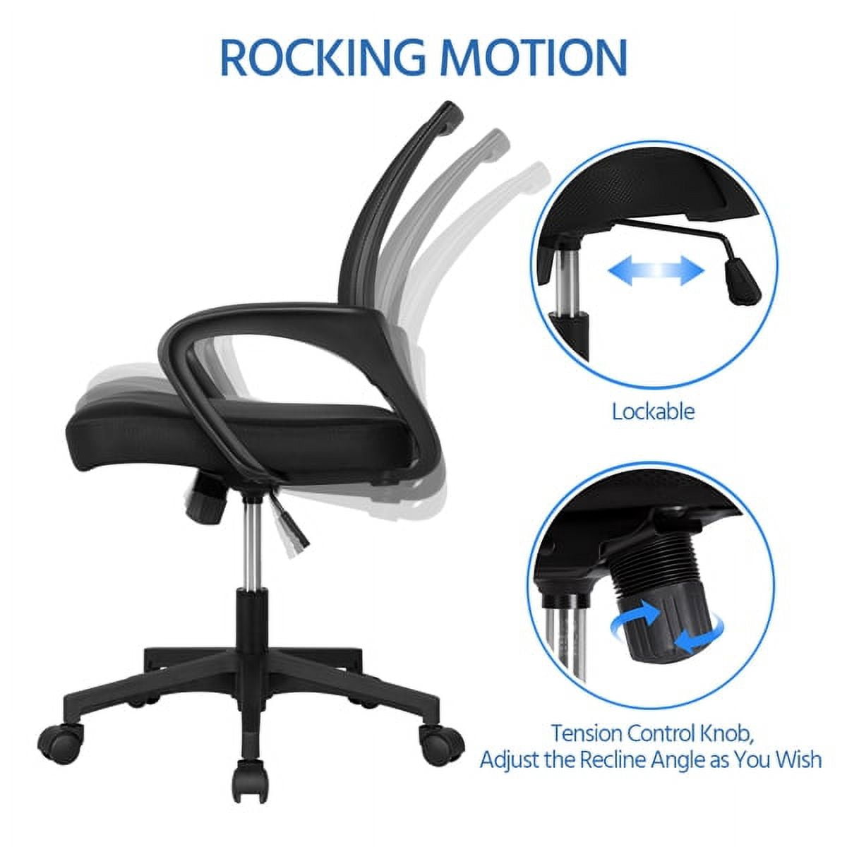 Alden Design Adjustable Mesh Swivel Office Chair with Armrest, Set of 2, Black