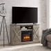 thumbnail image 2 of 58" Electric Fireplace Heater TV Stand for 65" TVs, Wood Fake Fireplace Heater, Brown Electric Fireplace Entertainment Center with Doors and Adjustable Shelf, 2 of 6