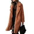 thumbnail image 6 of Women Winter Thicken Plush Lapel Solid Color Long Sleeve Warm Cardigan Midi Coat, 6 of 7
