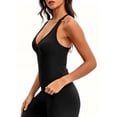 thumbnail image 5 of Women's Workout Tank Tops Summer Deep V Neck Racerback Ribbed Knit Fitted Going Out Camisole Tops Black, 5 of 8