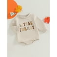 thumbnail image 3 of Wassery Baby Girls Thanksgiving Clothes Infant Fall Sweatshirt Romper Long Sleeve Round Neck Letter Print One-Piece Bodysuit with Pocket 0-18 Months, 3 of 8