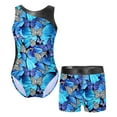 thumbnail image 5 of LiiYii Girls Gymnastics Leotard Dance Ballet Unitard Biketard with Booty Shorts 2 Pieces Swimwear Butterfly Blue 4, 5 of 9