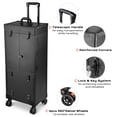 thumbnail image 2 of Byootique Black Rolling Makeup Case on Wheels Pro Cosmetic Artist Hair Stylist Barber Trolley Multifunction Lighted Lockable, 2 of 9