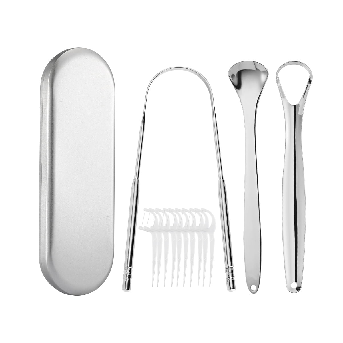 Tongue Scraper Set, Stainless Steel Metal Tongue Scraper Cleaners with
