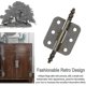 thumbnail image 4 of 4 Uds bisagras antiguas 70*35mm bisagra de puerta de armario Vintage 6 agujeros bisagras Retro plegable decorativa Hin, 4 of 5