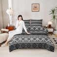 thumbnail image 4 of Feelyou Bohemian Aztec Women Bedding Comforter Set, Retro Boho Mandala Twin Comforter Sets, Grey Triangle Square Reversible Bedding Set, Ultra Soft Bedroom Decor, 2pcs, 4 of 8