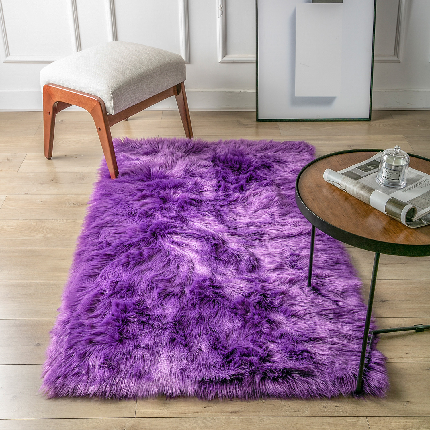 Deluxe Soft Faux Sheepskin Fur Series Decorative Indoor Area Rug, 4 x 6