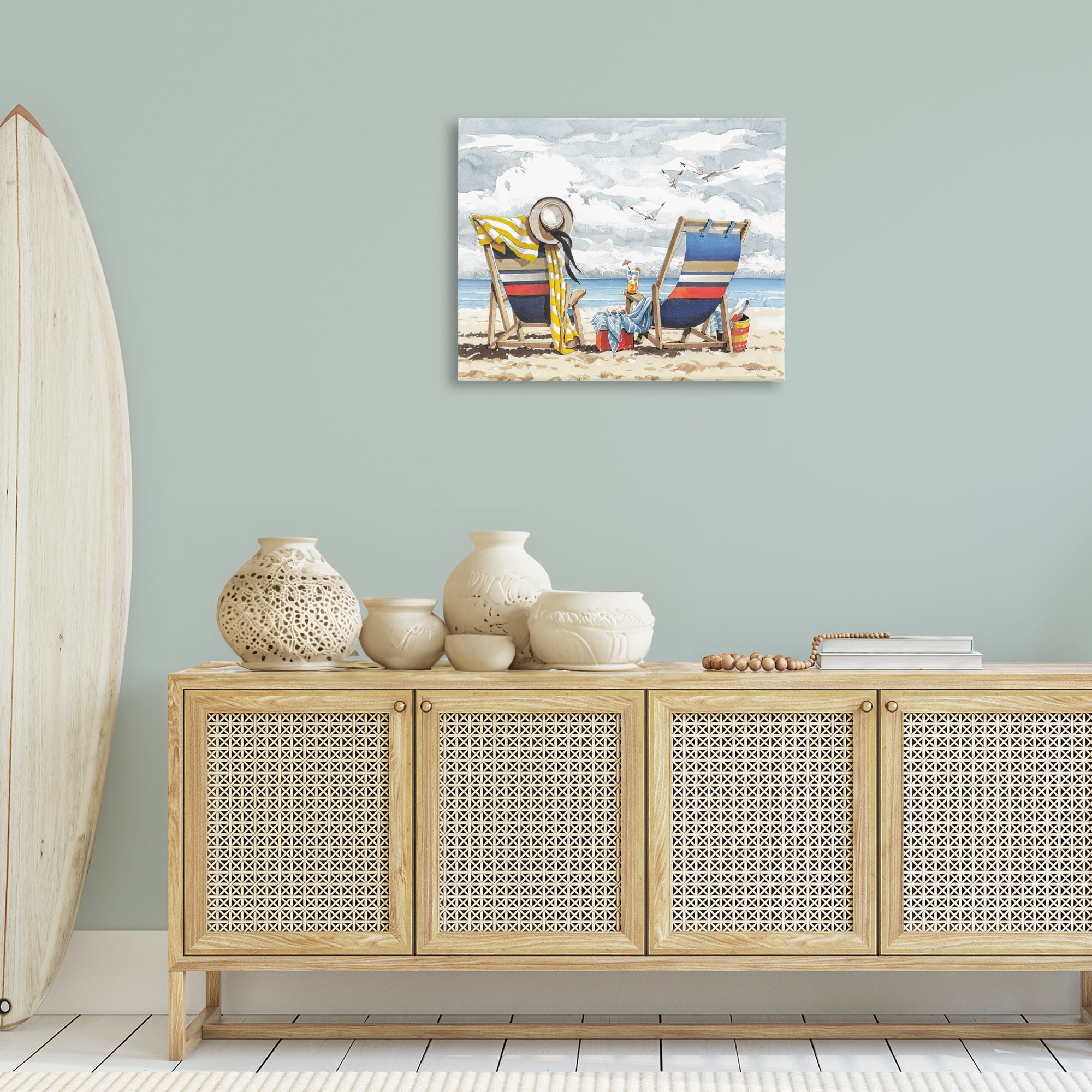 Stupell Industries Peaceful Beach Chairs Hangout Landscape & Nature Painting Wrapped Canvas Art Print Wall Art, 30 x 24