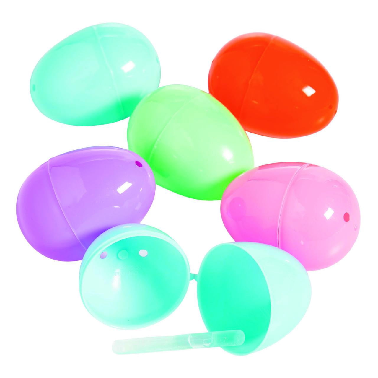 Fun Express 2" Bulk Plastic Easter Eggs & Mini Glow Stick Kit for 100, Bulk Easter Egg Hunt Supplies