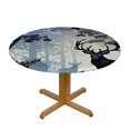thumbnail image 3 of HAOXIT Deer Round Tablecloth, Christmas Themed , Round Table Cover for Dining Room Kitchen Decor, 3 of 8