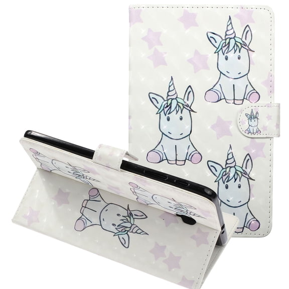 Allytech Galaxy Tab A 8.0 Case T380/T385 2017 Released, PU Leather Slim Folio Kickstand Smart Shell Auto Sleep Wake Protective Cards Pocket Wallet Case for Samsung Galaxy Tab A 8.0, Cute Unicorn
