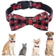 thumbnail image 1 of Pet Dog Cat Collar Christmas Snow Pattern Adjustable Nylon Necktie Bowknot Bowtie Traction Rope, 1 of 5