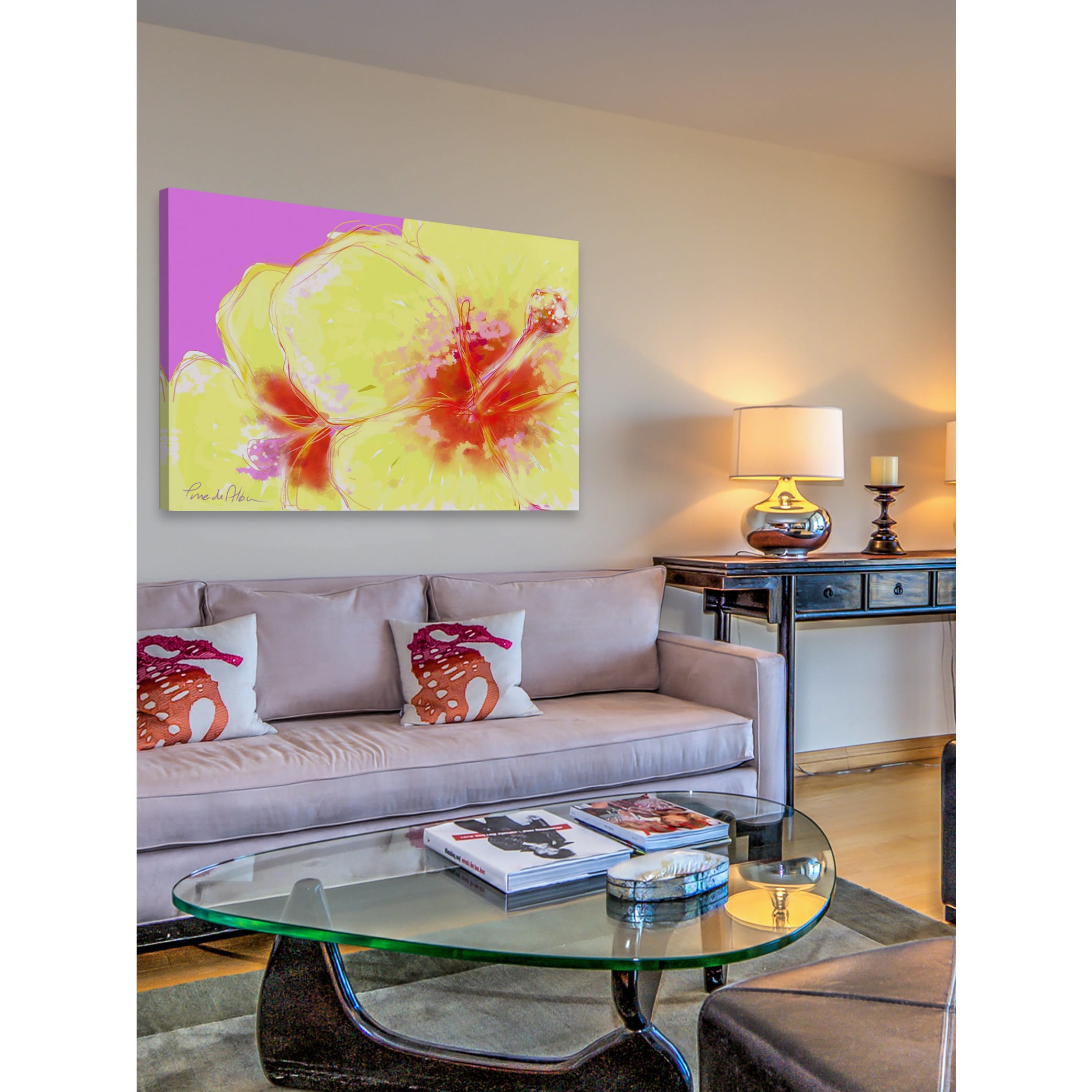 Marmont Hill "Yellow Hibiscus" by Arthur Pina Painting Print on Wrapped Canvas