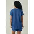 thumbnail image 2 of Ellos Plus Size Linen-Blend V-Neck Button-Front Dolman Sleeve Oversized Tunic, 2 of 4