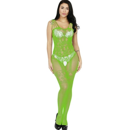 Generic Sexy Lingerie Sexy Fishnet Clothes Hollowed-out and Crotchless Free off Mesh Bodysuit Fishnet Clothes Stockings Jacquard Fishnet Clothes Mesh Stockings