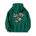 thumbnail image 1 of WZXFASHION Women's Back Floral Print With Drawstring Hooded Pocket Sweater Up To 50% Off v-neck pullover sweater, 1 of 4