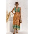 thumbnail image 4 of Femmes Robes-Été Casual Manches Courtes Taille Haute V Cou Imprimé Floral Boutonné Maxi Robe, 4 of 8