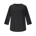 thumbnail image 6 of Minjewel Women's 3/4 Sleeve Summer Tops - Quick-Dry UV Protection Round Neck Tee, Solid Color Athletic Casual Top, Cute Sporty 2026 Summer Shirt.,Black L, 6 of 6